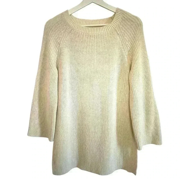 WILFRED ARITZIA Split Side Cotton Rib Knit Cream Sweater Women's Size 1 - Picture 1 of 6